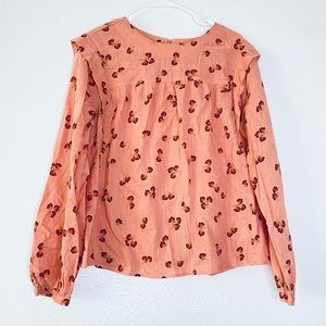 🍓 a.n.a. A New Approach Boho Peasant Floral Popover Cotton Ruffle Blouse Large